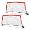 RUNBOW 6x4 ft Portable Kids Soccer Goal for Backyard Practice Soccer Net with Carry Bag (6x4 FT, 2 Pack, Red) view 1