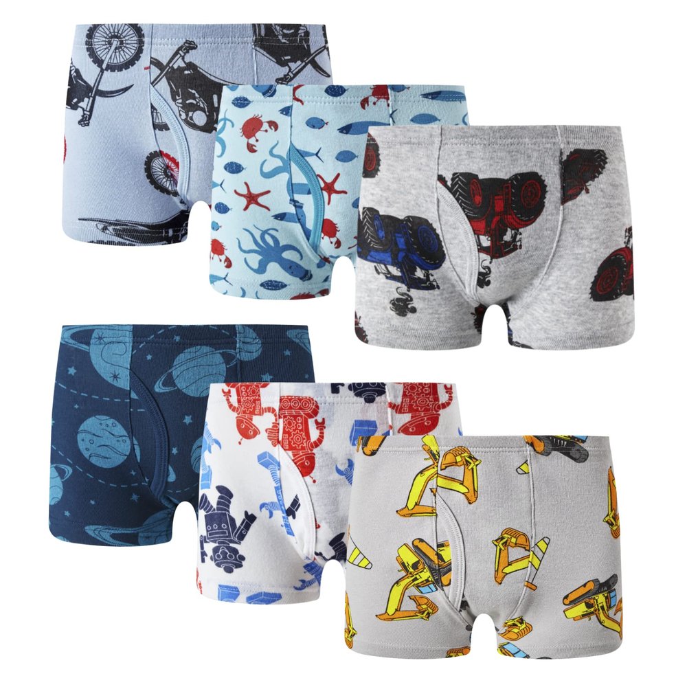 Family Feeling 6 Packs Little Boys' Cotton Boxer Brief Underwear Size 5