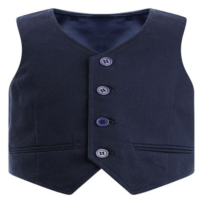 RUNQHUI Boys Formal Vest Waistcoat Gentlemen Solid Color Vest for Wedding Festival Party Navy Blue 14 Years