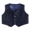 RUNQHUI Boys Formal Vest Waistcoat Gentlemen Solid Color Vest for Wedding Festival Party Navy Blue 14 Years view 3