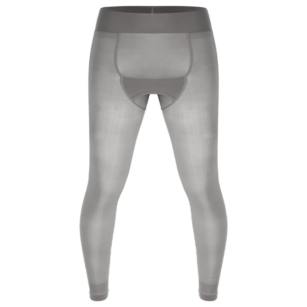 Loloda Men's Sissy Sheer Mesh Long Pants Leggings High Waist Semi See Through Johns Tights Trousers Grey One Size