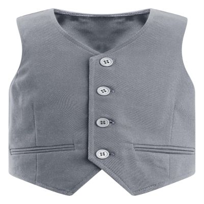 RUNQHUI Boys Formal Vest Waistcoat Gentlemen Solid Color Vest for Wedding Festival Party Gray 16 Years