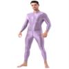 Shinsto Men's Glossy Long Sleeve Unitard Spandex Bodysuit Dance Leotard Jumpsuit Clubwear Lavender One Size view 1
