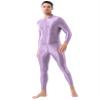 Shinsto Men's Glossy Long Sleeve Unitard Spandex Bodysuit Dance Leotard Jumpsuit Clubwear Lavender One Size view 3