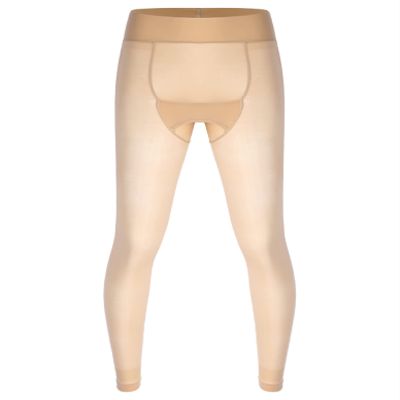 Loloda Men's Sissy Sheer Mesh Long Pants Leggings High Waist Semi See Through Johns Tights Trousers Nude One Size