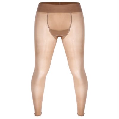 Loloda Men's Sissy Sheer Mesh Long Pants Leggings High Waist Semi See Through Johns Tights Trousers Coffee One Size