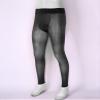 Loloda Men's Sissy Sheer Mesh Long Pants Leggings High Waist Semi See Through Johns Tights Trousers Black One Size view 3