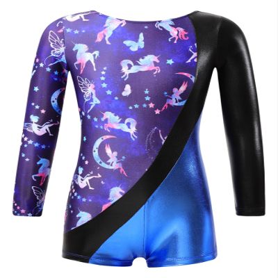 Nikiikoo Kids Girls Long Sleeves Gymnastics Leotards Shorts Dance Unitard Biketards Active Tumbling Outfit Blue 12 Years