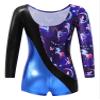 Nikiikoo Kids Girls Long Sleeves Gymnastics Leotards Shorts Dance Unitard Biketards Active Tumbling Outfit Blue 12 Years view 2