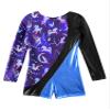 Nikiikoo Kids Girls Long Sleeves Gymnastics Leotards Shorts Dance Unitard Biketards Active Tumbling Outfit Blue 12 Years view 3