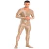 Shinsto Men's Glossy Long Sleeve Unitard Spandex Bodysuit Dance Leotard Jumpsuit Clubwear Footed Coffee One Size view 3