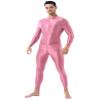 Shinsto Men's Glossy Long Sleeve Unitard Spandex Bodysuit Dance Leotard Jumpsuit Clubwear Pink One Size view 1