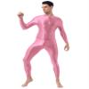 Shinsto Men's Glossy Long Sleeve Unitard Spandex Bodysuit Dance Leotard Jumpsuit Clubwear Pink One Size view 2
