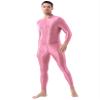 Shinsto Men's Glossy Long Sleeve Unitard Spandex Bodysuit Dance Leotard Jumpsuit Clubwear Pink One Size view 3