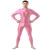 Shinsto Men's Glossy Long Sleeve Unitard Spandex Bodysuit Dance Leotard Jumpsuit Clubwear Pink One Size view 4