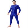 Shinsto Men's Glossy Long Sleeve Unitard Spandex Bodysuit Dance Leotard Jumpsuit Clubwear Blue One Size view 1