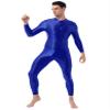 Shinsto Men's Glossy Long Sleeve Unitard Spandex Bodysuit Dance Leotard Jumpsuit Clubwear Blue One Size view 2