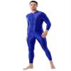 Shinsto Men's Glossy Long Sleeve Unitard Spandex Bodysuit Dance Leotard Jumpsuit Clubwear Blue One Size view 3