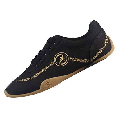 DAFLIN Unisex Boxing Sport Gym Shoes, Comfortable Sport Gym Shoes for Children Adults Boxing Taekwondo Kung Fu Equipment (Color : Black, Size : 8 US)