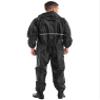 renvena Men's Hooded Jumpsuits Full zip One Piece Lightweight Hooded Raincoat Waterproof Rain Suit Black 3X-Large view 2
