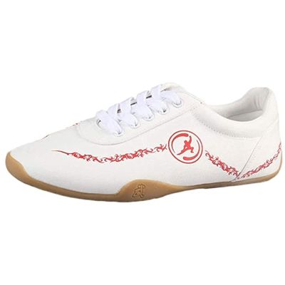 DAFLIN Unisex Boxing Sport Gym Shoes, Comfortable Sport Gym Shoes for Children Adults Boxing Taekwondo Kung Fu Equipment (Color : White, Size : 9 US)