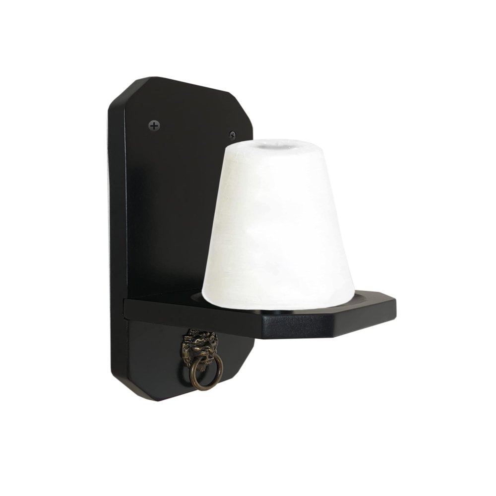 GACCO BILLIARDS Wall Mounted Cone Chalk Holder, Pool Table Accessory, Solid Wood Hand Chalk Holder Finish in Classic Oak, Traditional Mahogany & Black. Not Included Cone Chalk (Black)