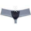 OROCOJUCO Men's Metallic Shiny Wet Look Swimwear Drawstring Pouch Greek Bikini Swimsuit Grey L view 4
