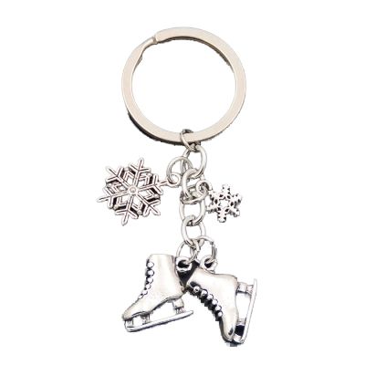 CFLNYC Skates Snowflake Pendant Key Ring, Fashionable Ice Skating Metal Alloy Durable Keychain for Purse, Backpack, Handbag