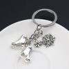 CFLNYC Skates Snowflake Pendant Key Ring, Fashionable Ice Skating Metal Alloy Durable Keychain for Purse, Backpack, Handbag view 4