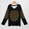 Flower Mandala Women Tops V Neck Long SleeveCasual Tunic Tees T-Shirts Blouse view 3