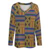 African Kente Print Women Tops V Neck Long SleeveCasual Tunic Tees T-Shirts Blouse view 4