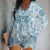 Blue Indian Elephant Women Tops V Neck Long SleeveCasual Tunic Tees T-Shirts Blouse view 2