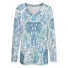 Blue Indian Elephant Women Tops V Neck Long SleeveCasual Tunic Tees T-Shirts Blouse view 4