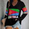 Eritrean Flag Women Tops V Neck Long SleeveCasual Tunic Tees T-Shirts Blouse view 2
