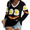 Fried Eggs Bacon Funny Smiling Face Women Tops V Neck Long SleeveCasual Tunic Tees T-Shirts Blouse view 1