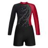 Loyan Kids Girls Rhinestone Ballet Dance Outfits Set 2 Piece Long Sleeve Gymnastic Leotard Biketards and Short Dancewear Burgundy 14 Years view 3