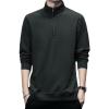DGKaxiyaHM Men Half Zipper For Business Stand Collar Pullover Quarter Zip Solid Bottom Long Sleeve Baggy Loose Bottom Shirt (Dark Grey,185) view 1