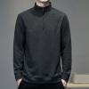 DGKaxiyaHM Men Half Zipper For Business Stand Collar Pullover Quarter Zip Solid Bottom Long Sleeve Baggy Loose Bottom Shirt (Dark Grey,185) view 2