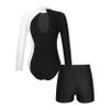 Loyan Kids Girls Rhinestone Ballet Dance Outfits Set 2 Piece Long Sleeve Gymnastic Leotard Biketards and Short Dancewear White 12 Years view 2
