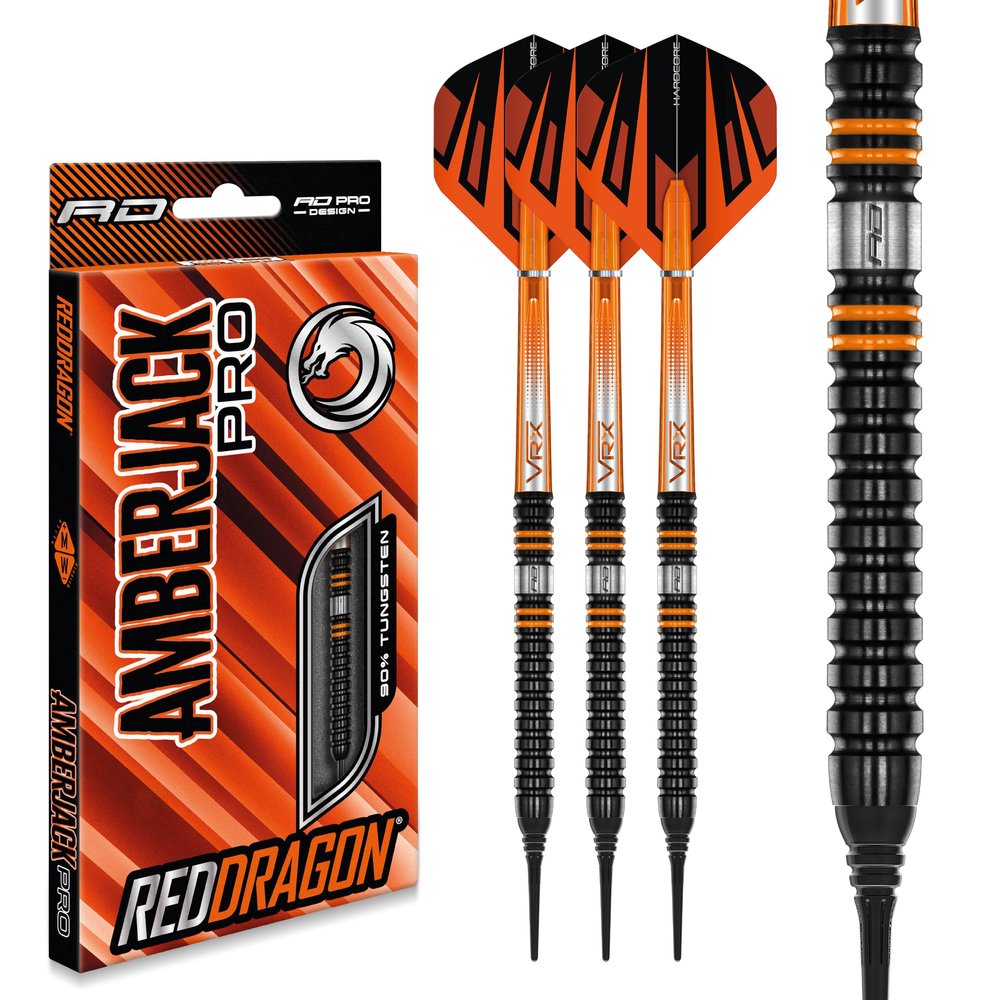 RED DRAGON Amberjack Pro 1 18 Gram Softip Premium Tungsten Darts Set with Flights and Stems