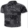 SheLucki Hawaiian Shirt for Men, Unisex Summer Beach Casual Short Sleeve Button Down Shirts, Printed Palmshadow Clothing Paisley Black 2XL view 1