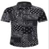 SheLucki Hawaiian Shirt for Men, Unisex Summer Beach Casual Short Sleeve Button Down Shirts, Printed Palmshadow Clothing Paisley Black 2XL view 2