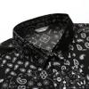 SheLucki Hawaiian Shirt for Men, Unisex Summer Beach Casual Short Sleeve Button Down Shirts, Printed Palmshadow Clothing Paisley Black 2XL view 4