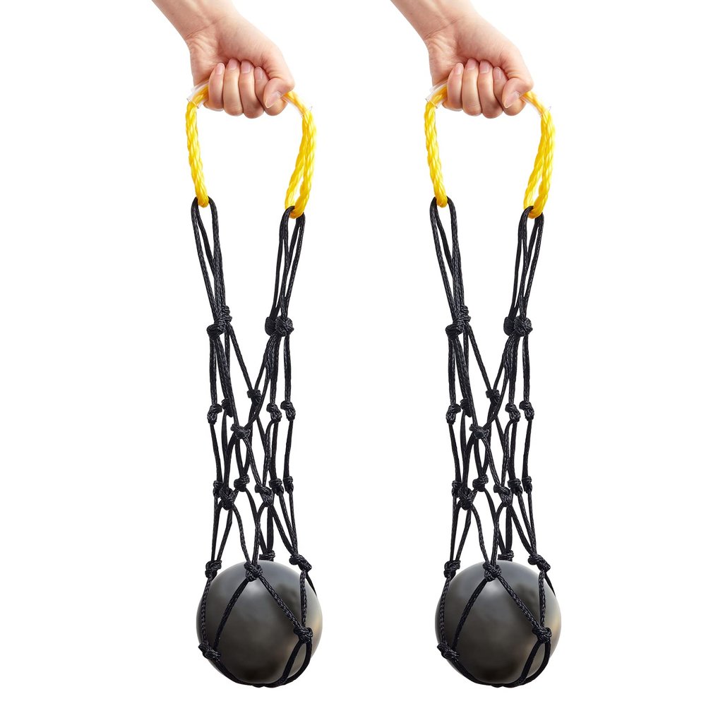 Riakrum 2 Pieces Shot Put Carrier Track and Field Equipment Net Shotput Bags for 8 lb Shot Put Ball Training Carry (Yellow and Black)