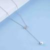 Erimberate Bohemian Pearl Lariat Y Necklace Crystal Butterfly Choker Necklace Silver Pearl Drop Necklace Chain Cz Butterfly Y Chain Necklace Jewelry for Women and Girls Gifts view 3