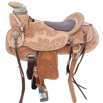 Western Wade Leather Horse Saddle, Wooden Tree(Tan)