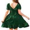 Arshiner Girls Summer Dresses Square Neck Ruffle Hem Tie Back Dresses Dark Green Size 10 view 1