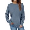 PBNBP Womens Crewneck Solid Color Sweatshirts Pullover Daily Wear Fall Winter Long Sleeve Tops Curved-Hem Loose Fit Dressy Shirts Camisas view 1