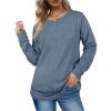 PBNBP Womens Crewneck Solid Color Sweatshirts Pullover Daily Wear Fall Winter Long Sleeve Tops Curved-Hem Loose Fit Dressy Shirts Camisas view 2