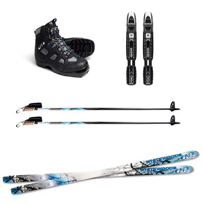 Whitewoods Whitetail Adult Metal Edge Backcountry Cross Country NNNBC Ski Package: Skis, Bindings, Boots, Poles (160 cm Skis, EU Boot Size: 39)